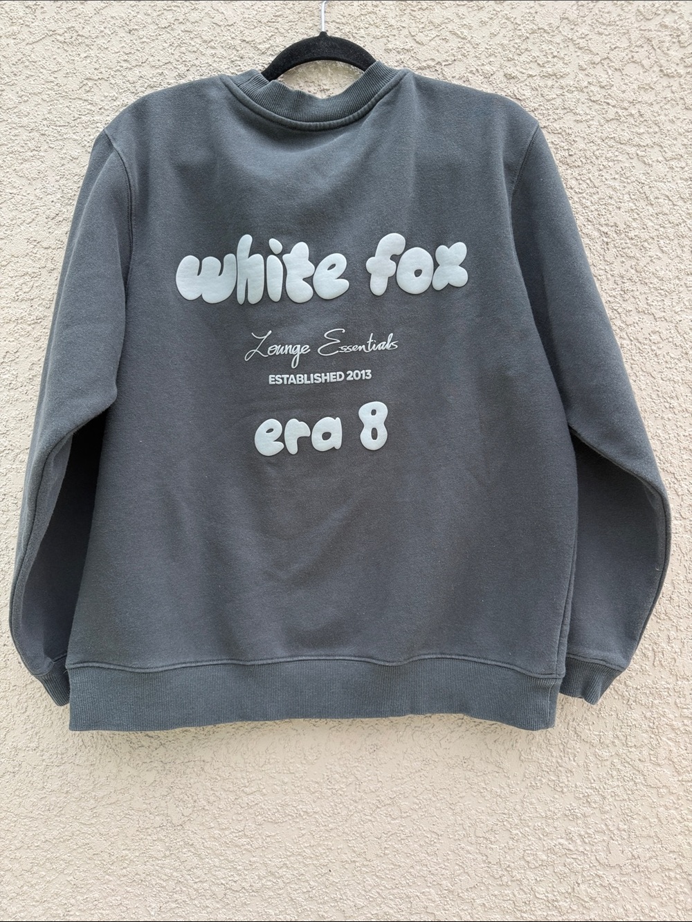 White Fox Boutique Men's Charcoal Gray Crewneck Sweatshirt with Chest Logo